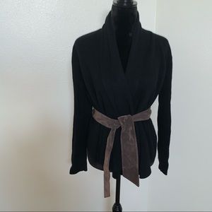 Theory Black Cashmere Blend Cardigan Sweater Small.